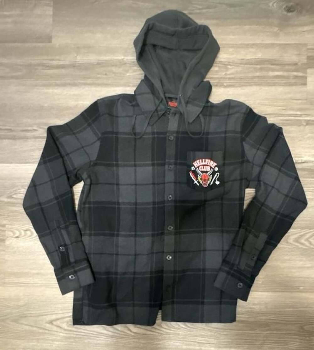 Stranger Things Hellfire Club Hooded Flannel Shirt